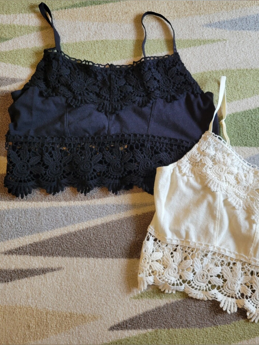Altar'd State Crochet Lace Bandeau Bralettes - Black & White